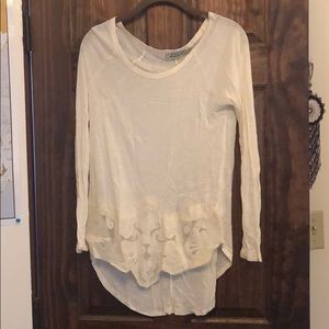 Long sleeve lace detail top